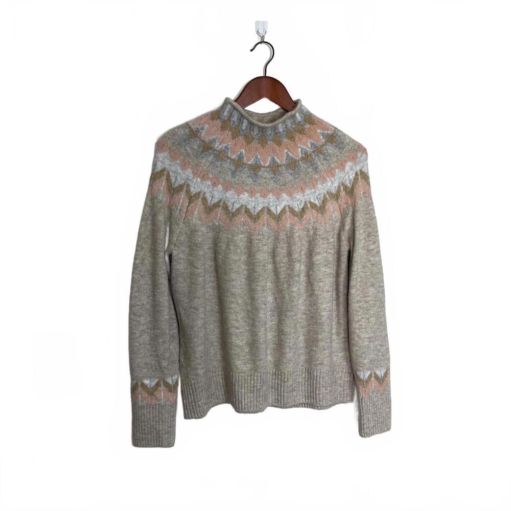 Mock Neck Sweater Medium Argyle Diamond Pattern |… - image 2